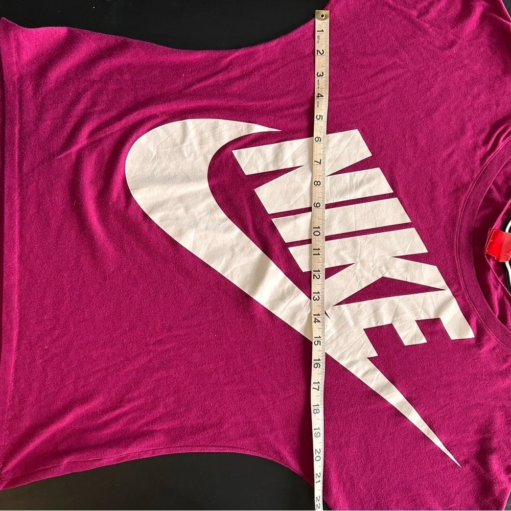 Nike Logo Swoosh Womens Long Sleeve Shirt Burgundy, Large